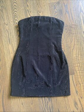 Strapless Black Gem Bodycon Dress